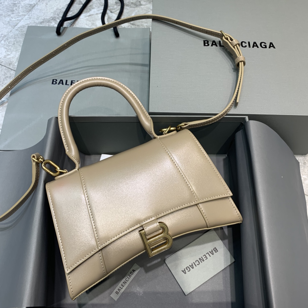 Balenciaga Hourglass Small Handbag Box Calfskin Shoulder Bag Gray